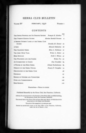 Sierra Club Bulletin 1930 Vol 15 No 1 February thumbnail